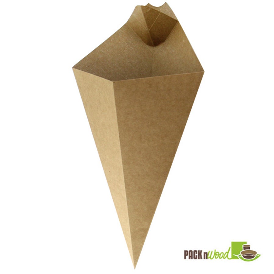 Cones, 14 Ounce, Paper, Kraft, with Dipping Sauce Compartment, 14 Ounce,20 - 25 COUNT