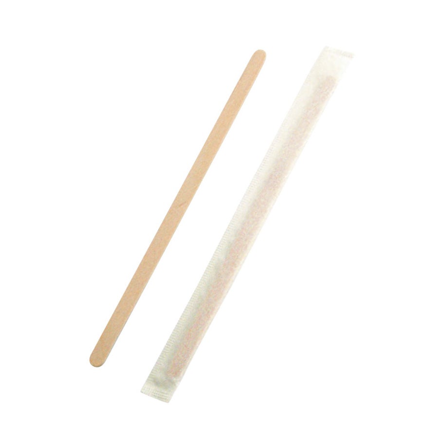 Stirrers, 5.5 x 0.2 x 0.04 Inch, Wooden, Natural, Wrapped, 5.5 Linear Inch,10 - 1000 COUNT