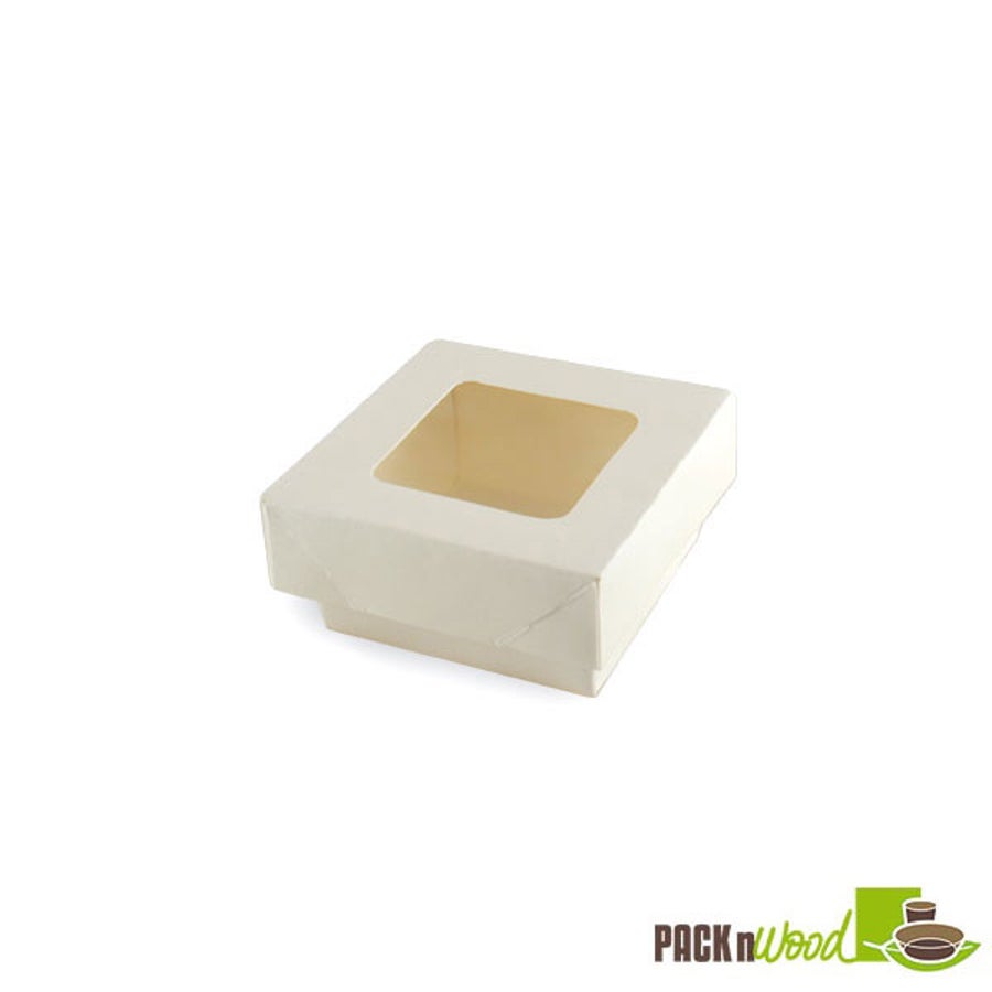 Boxes, Kray, 7 Ounce, Paper, White, with Window Lid, 2.8 x 2.8 x 1.6 Inch, 7 Ounce,10 - 25 COUNT