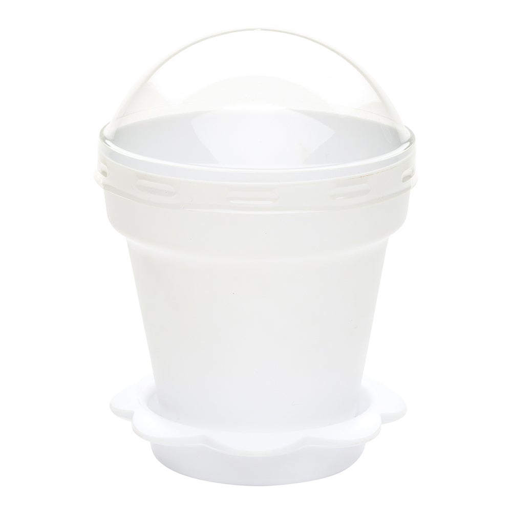 Cups, Flower Pot, 6 Ounce, Plastic, White, with Lid,1 - 100 COUNT
