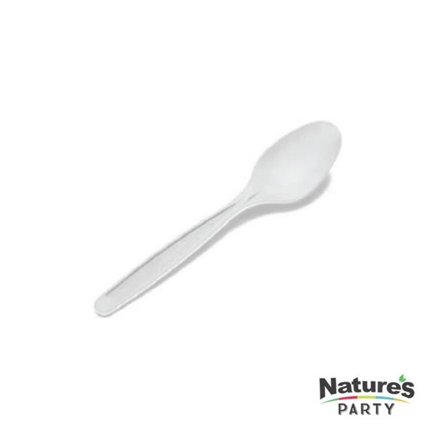 Spoons, Mini, Cornstarch, White, 4.92 Inch, Compostable, 4.92 Linear Inch,24 - 24 COUNT