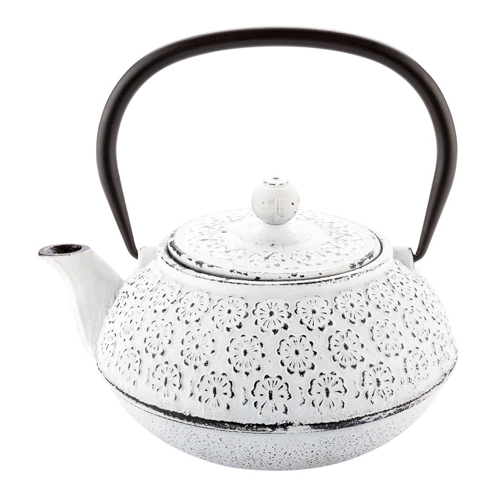 Teapot, 30 Ounce, Tetsubin, White, Cherry Blossom, Cast Iron,1 - 1 EACH
