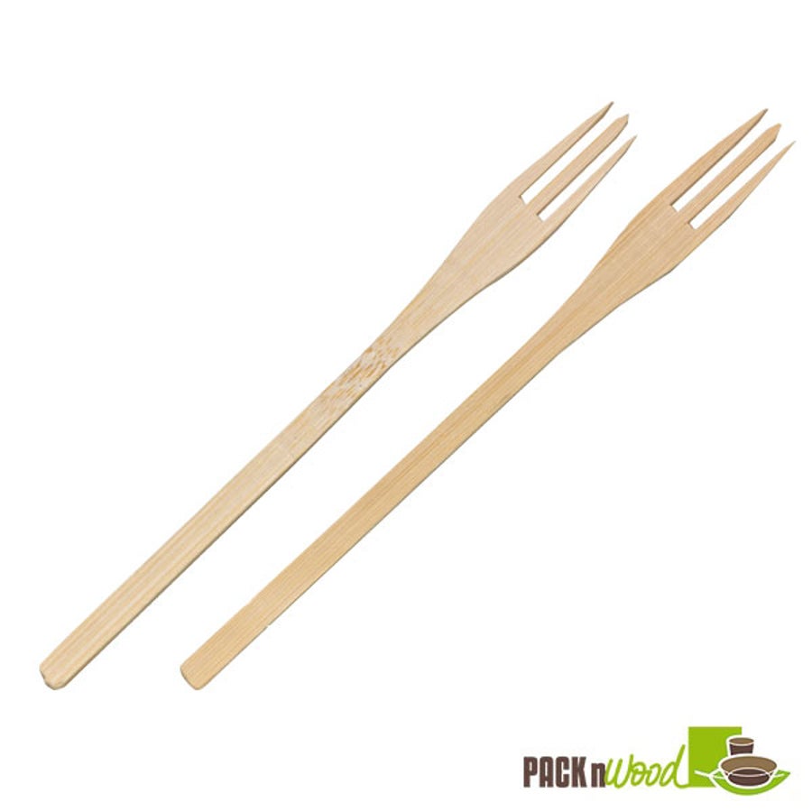 Forks, Trident, Bamboo, Natural, 5.5 Inch, Biodegradeable, 5.5 Linear Inch,10 - 50 COUNT