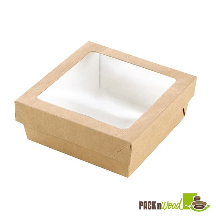 Kray Boxes, Food, 5.5 x 5.5 x 2 Inch, Molded Fiber, Brown, With Window, 34 Ounce,10 - 25 COUNT