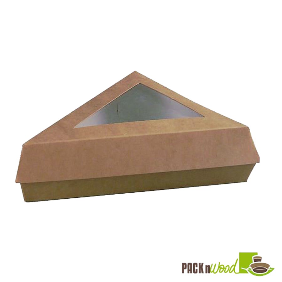 Boxes, Slice, 12 Ounce, Paper, Kraft, Triangle, With Window Lid, 12 Ounce,4 - 50 COUNT