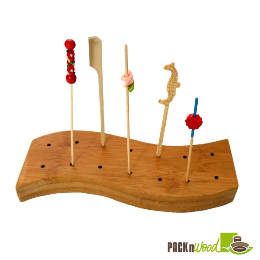 Holders, Pick, 14 Slot, Bamboo, Waved, 6.25 x 2 x 0.75 Inch,1 - 10 COUNT
