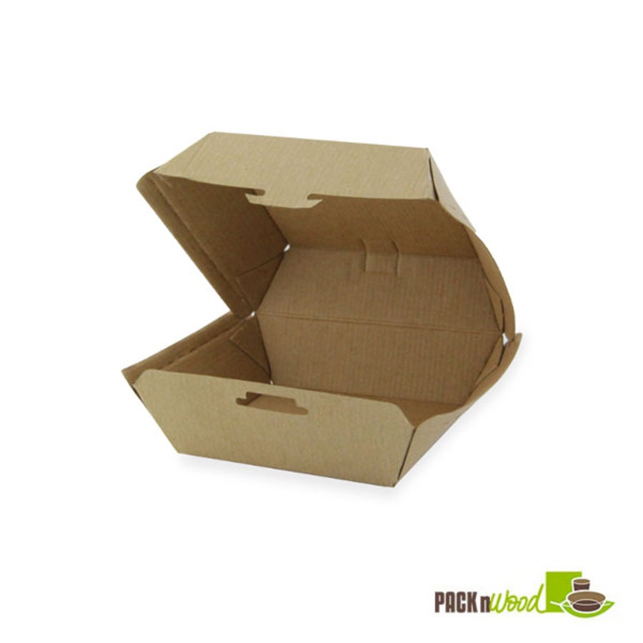Boxes, Hamburger, 5.3 x 4.9 x 2.5 Inch, Paper Take-Out, Kraft, Clamshell,10 - 50 COUNT