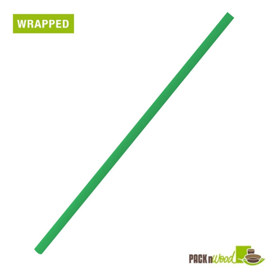 Straws, 7.75 Inch, Green, Wrapped, 7.75 Linear Inch,6 - 500 COUNT