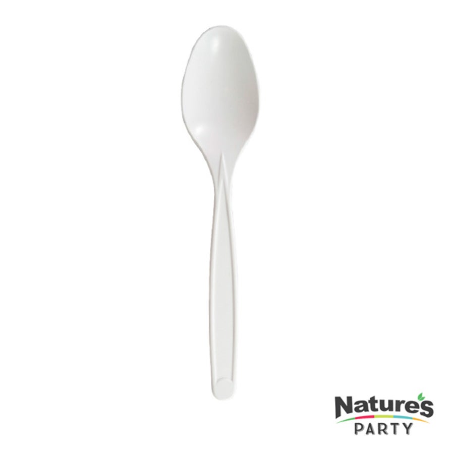 Spoons, Cornstarch, White, 7 Inch, Compostable, 7 Linear Inch,24 - 24 COUNT