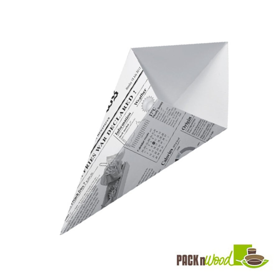 Containers, Food, 8.4 Ounce - 6.3 x 5.1 Inch, Sturdy Paper, Newspaper Print, Cone,8 - 125 COUNT