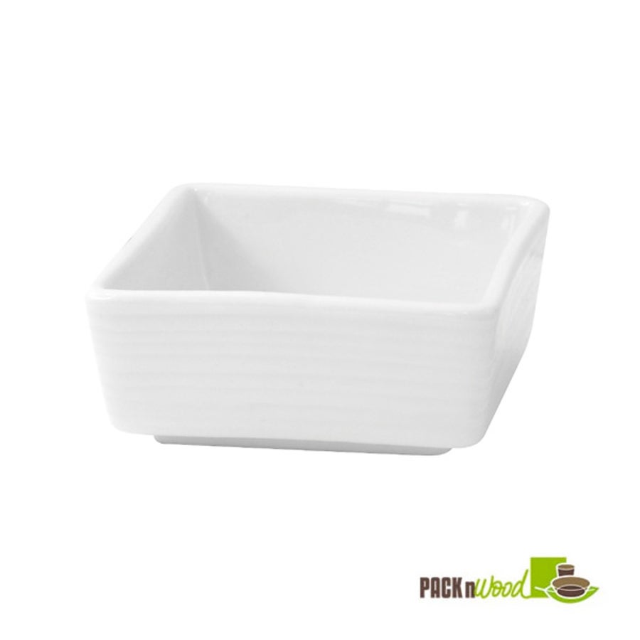 Dishes, Mini, 2.8 x 2.8 x 1.2 Inch, Square, White, Porcelain,6 - 4 COUNT