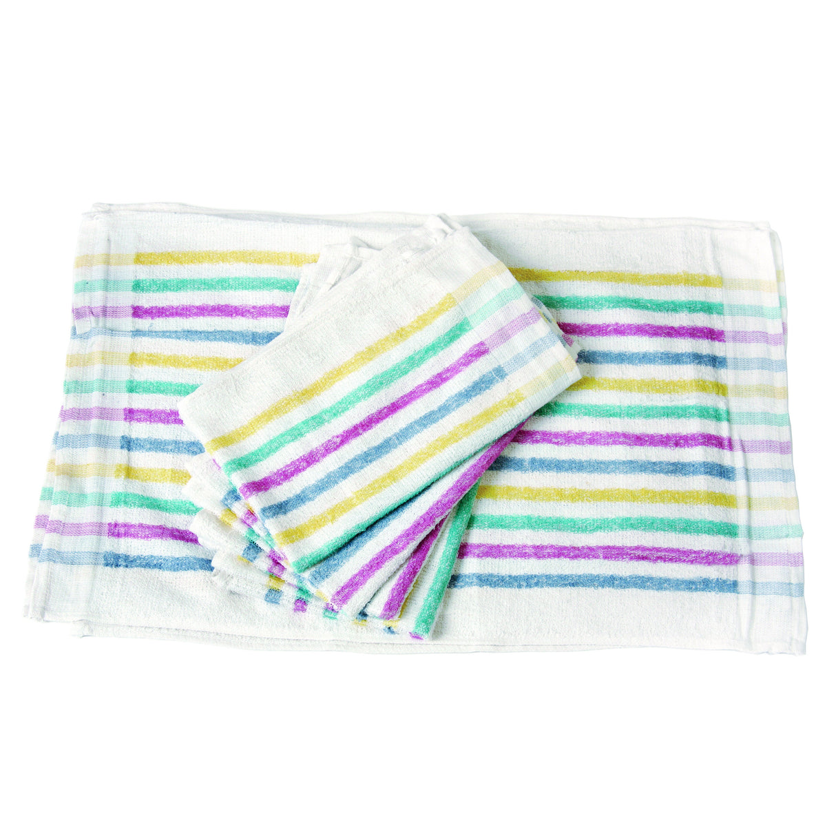 Towels, Bar, Multi Stripe, 15 x 26 Inch, Cotton Terry Cloth,12 - 1 EACH