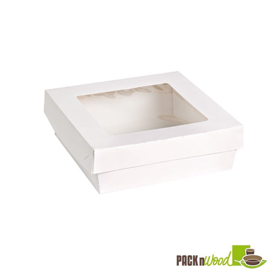 Kray Boxes, Food, 5.5 x 5.5 x 2 Inch, Molded Fiber, White, With Window, 34 Ounce,10 - 25 COUNT