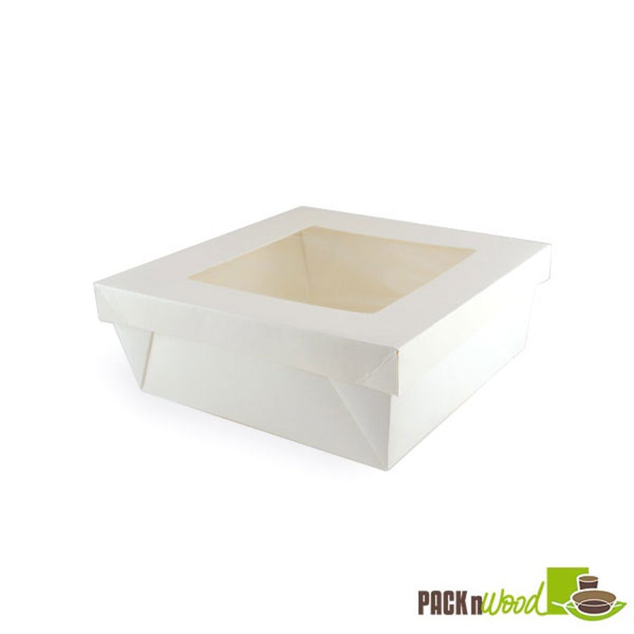 Boxes, Kray, 7.9 x 7.9 x 3.2 Inch, Paper, White, With Window Lid, 118 Ounce,4 - 25 COUNT