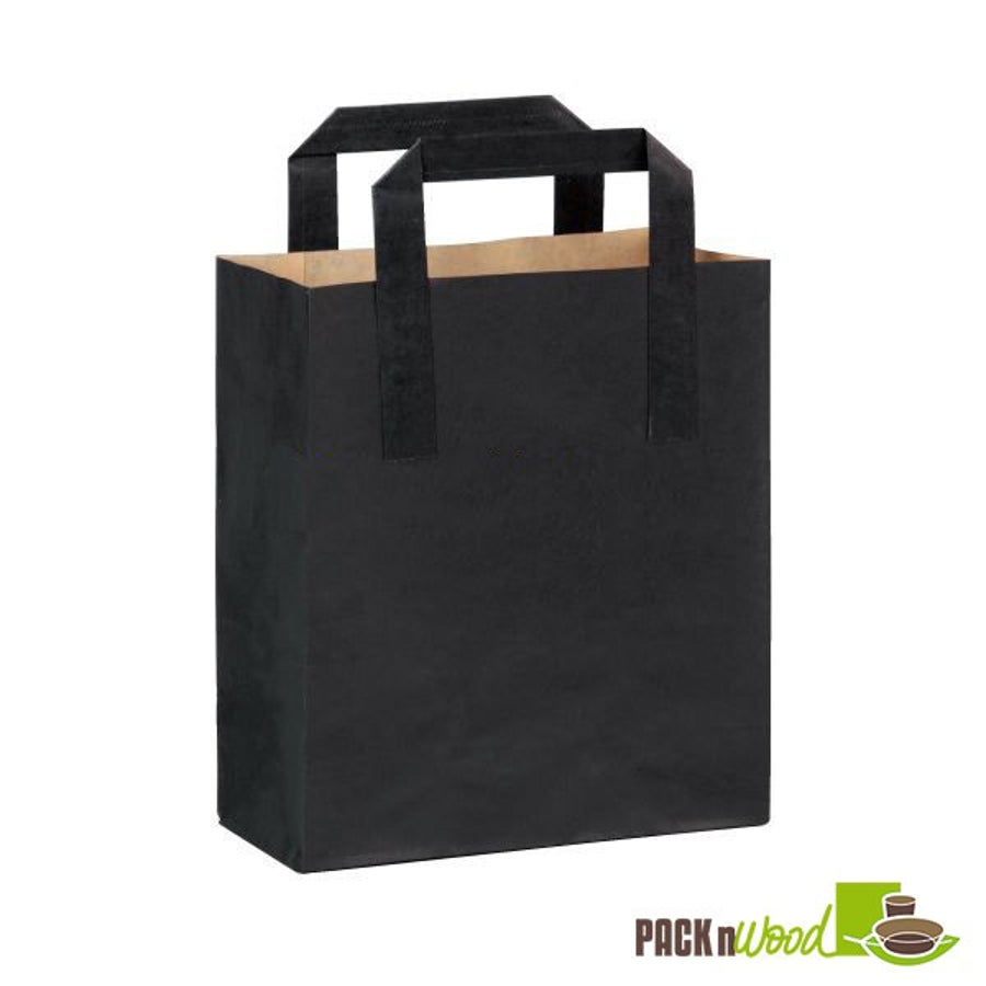 Bags, Mini, 6.85 x 3.7 x 8.9 Inch, Paper, Black, with Handels,1 - 250 COUNT