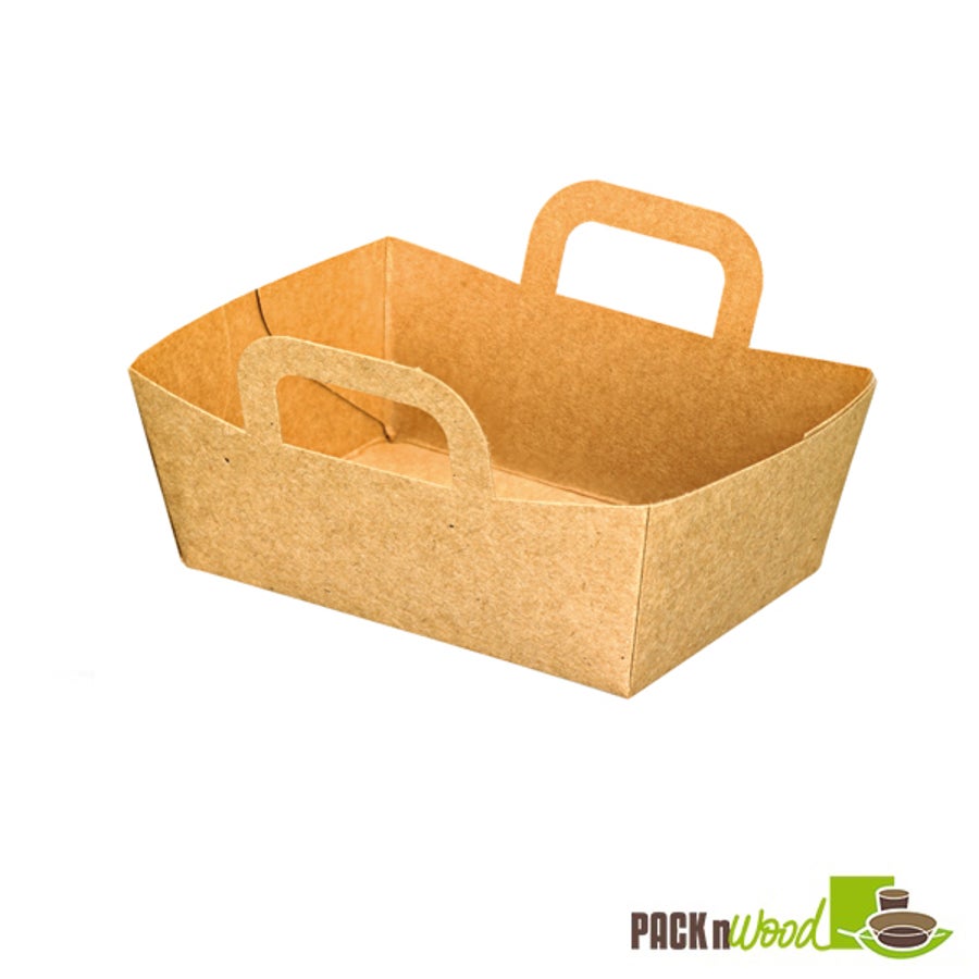 Boxes, Mini, 9 Ounce - 3.75 x 2.75 x 1.4 Inch, Paper, Kraft, with Handles,5 - 100 COUNT