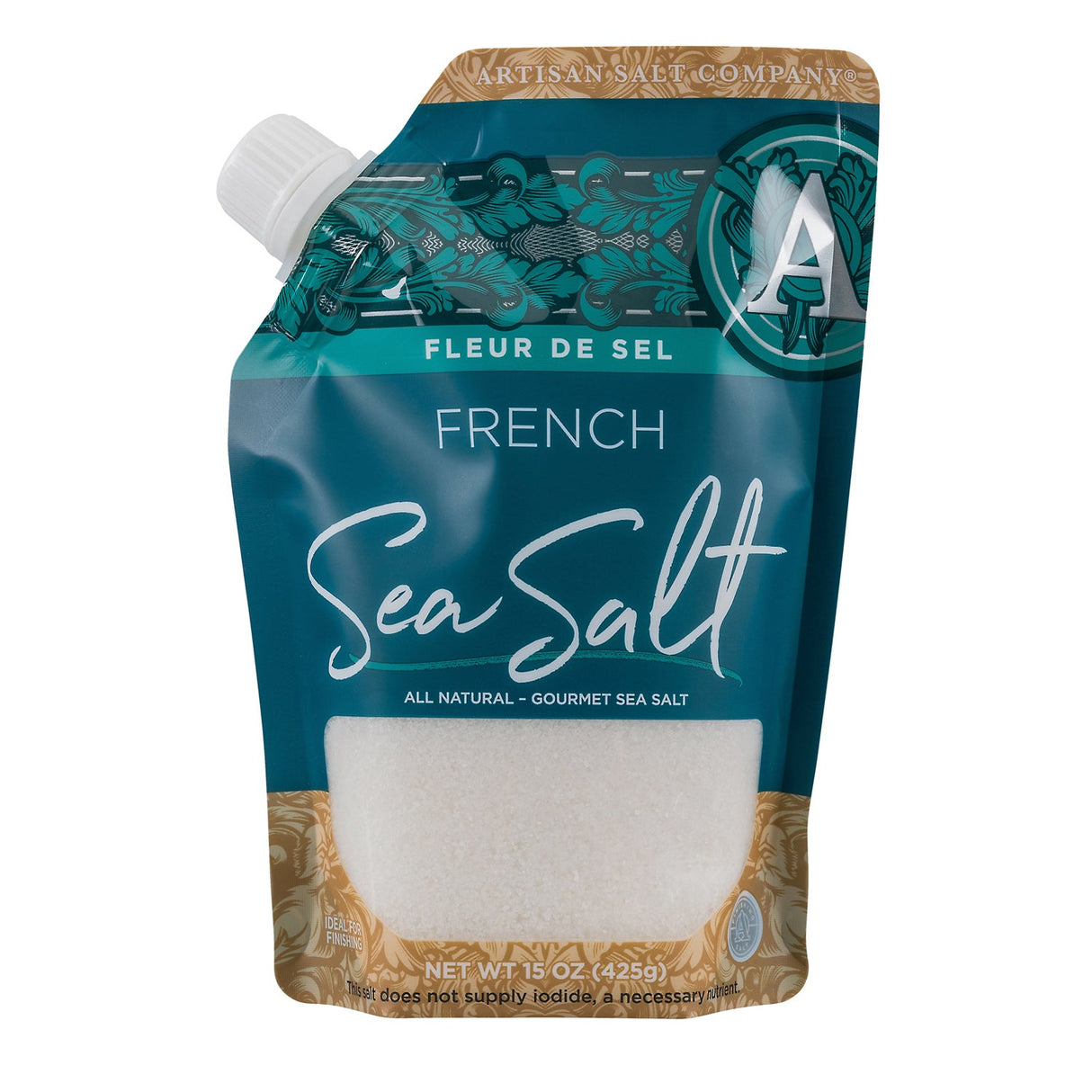 Salt, Sea, Fleur de Sel, Pour Spout Pouch,6 - 15 OUNCE