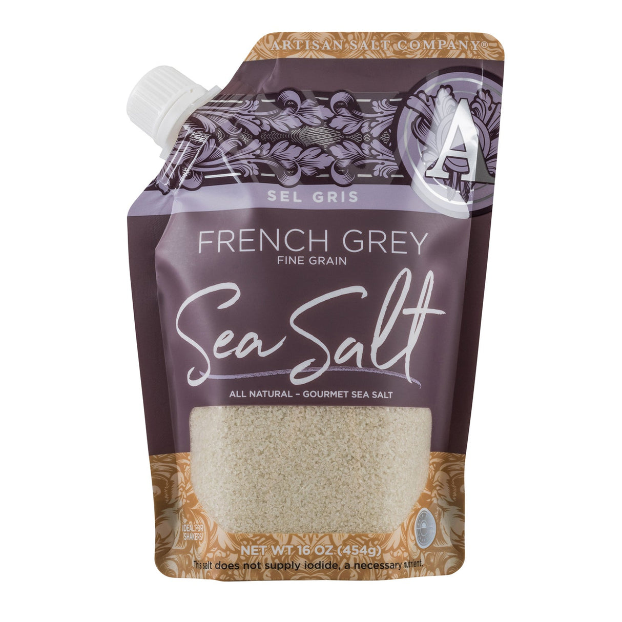 Salt, Sea, Sel Gris French Grey, Fine, Pour Spout Pouch,6 - 16 OUNCE