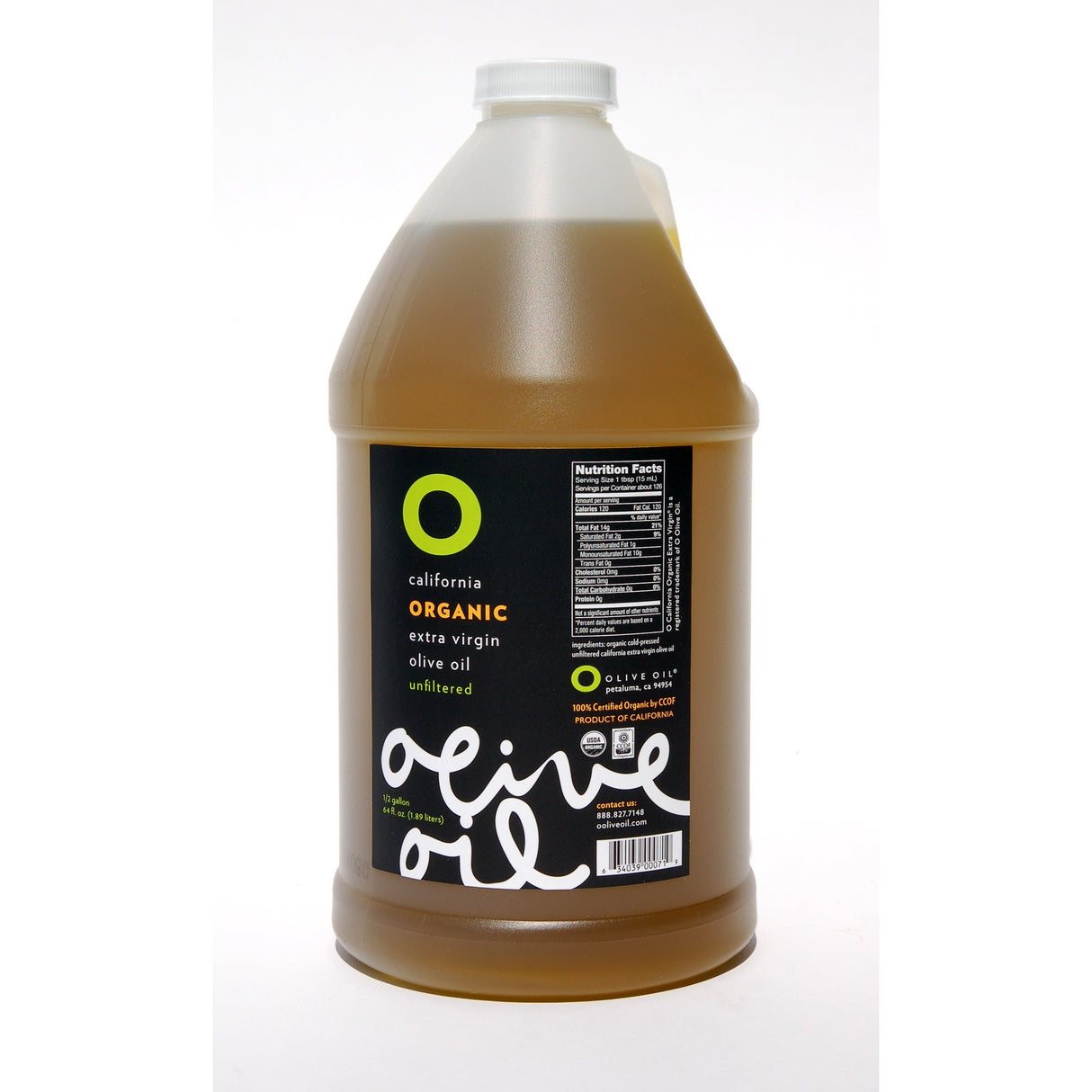 Olive Oil, 100% Organic, Extra Virgin,1 - 0.5 GALLON