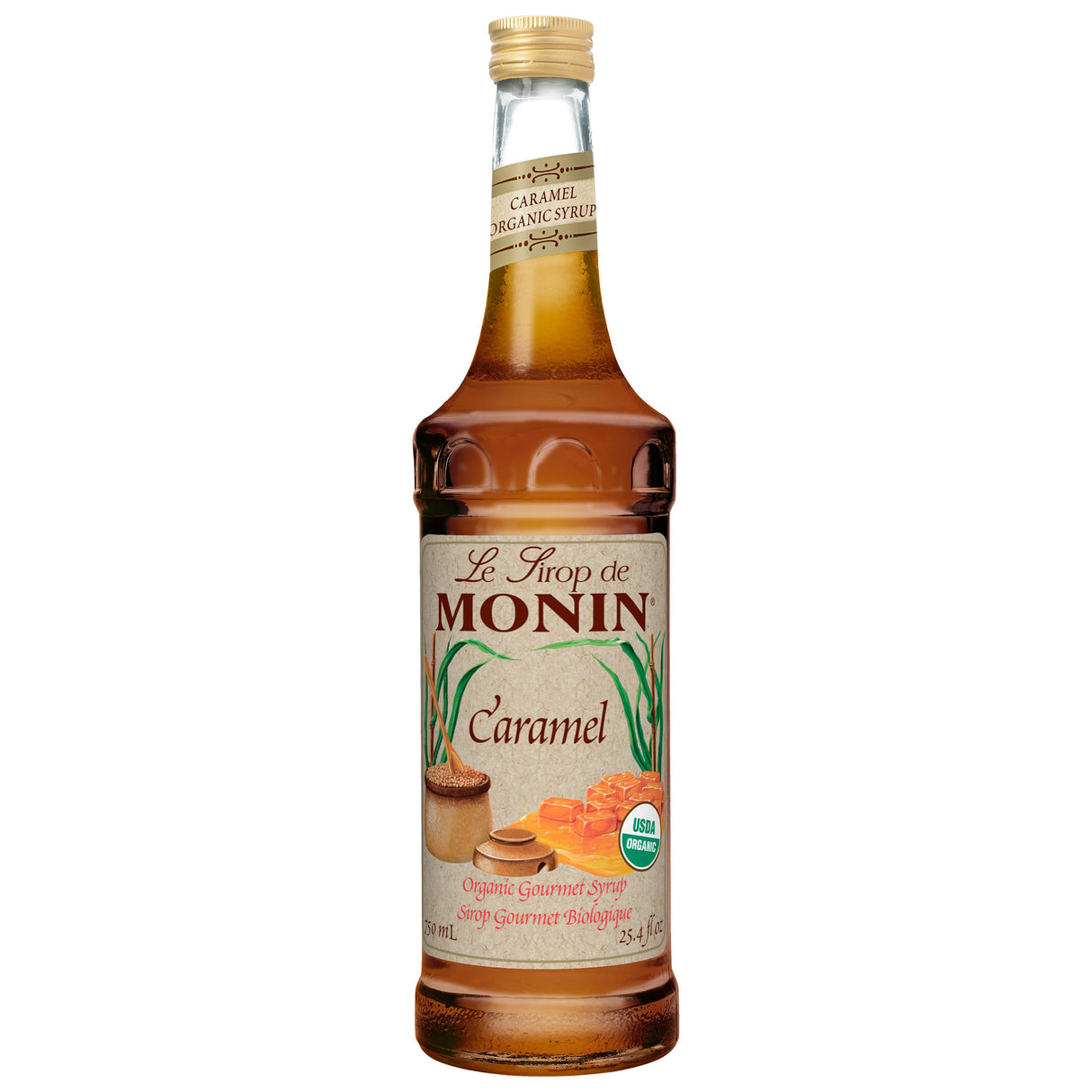 Beverage Syrup, Caramel, Glass, Organic,6 - 750 ML