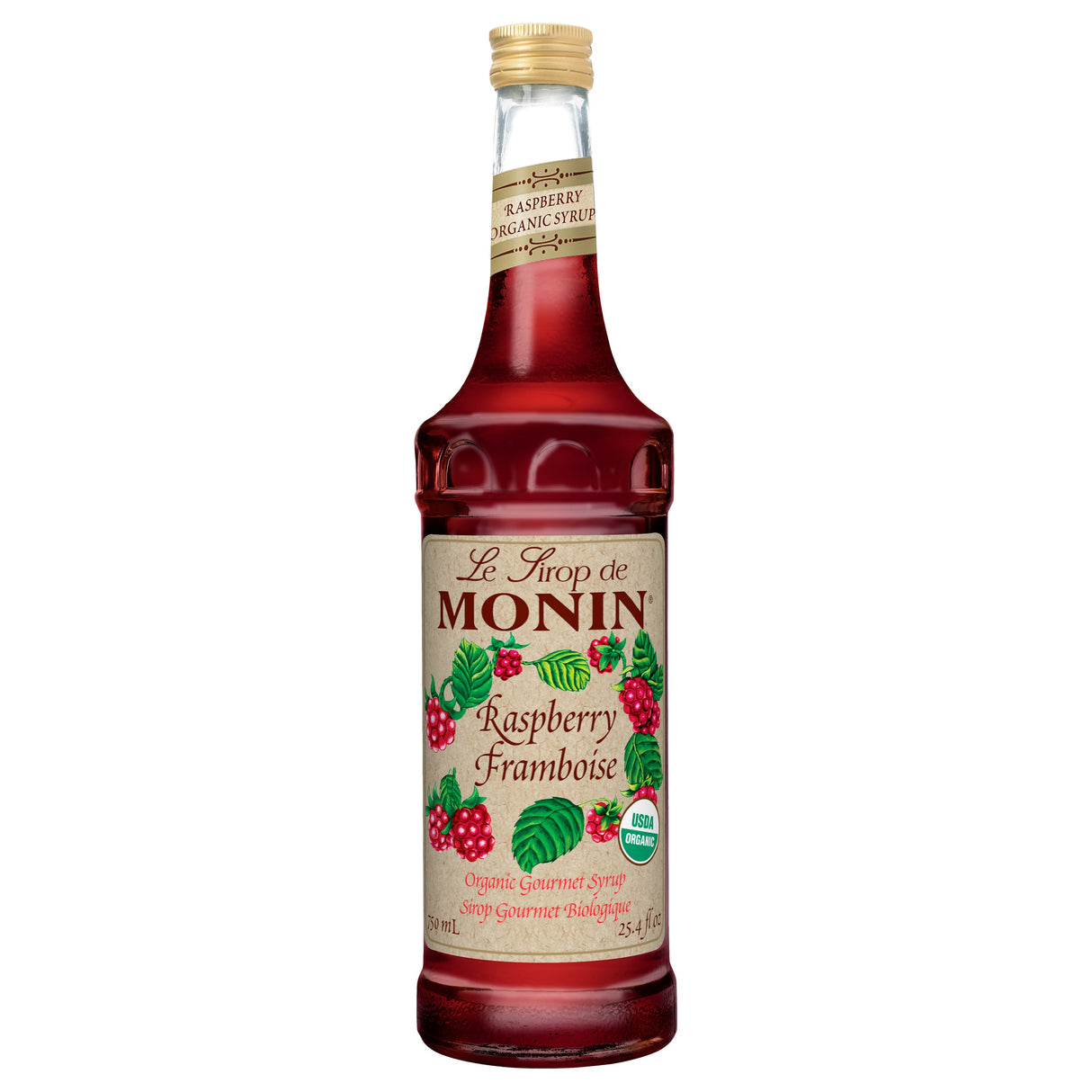 Beverage Syrup, Raspberry, Glass, Organic,6 - 750 ML
