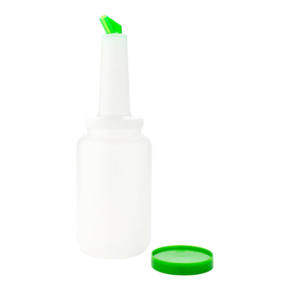 Bottle, Pour, 2.5 Quart, Translucent Plastic, with Green Spout & Lid, 2.5 Quart,1 - 1 EACH