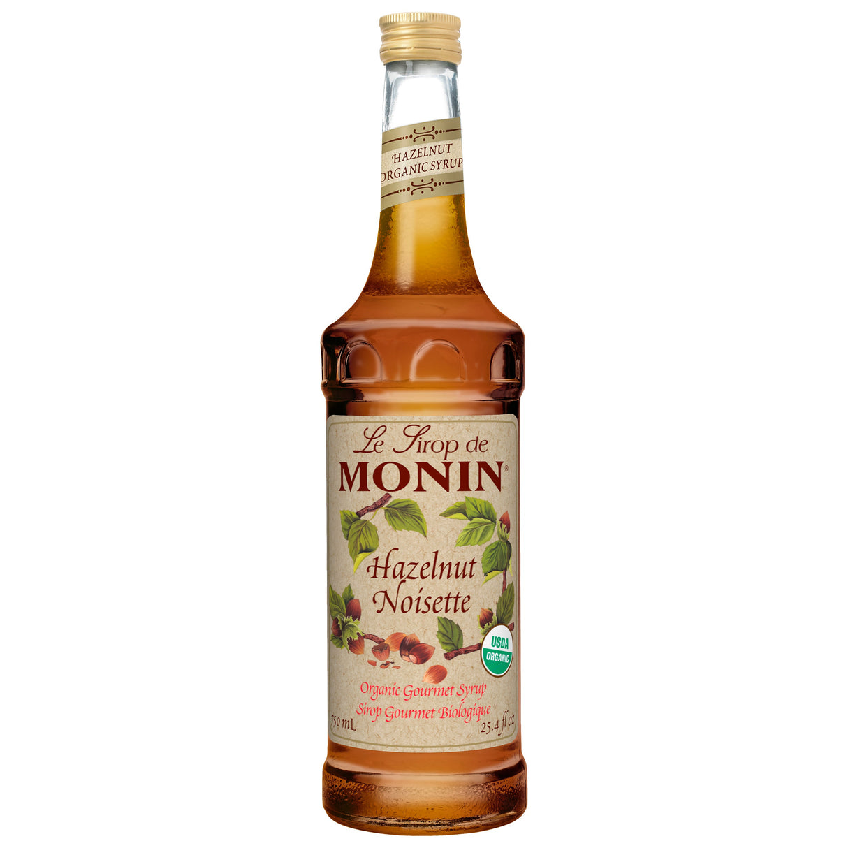 Beverage Syrup, Hazelnut, Glass, Organic,6 - 750 ML