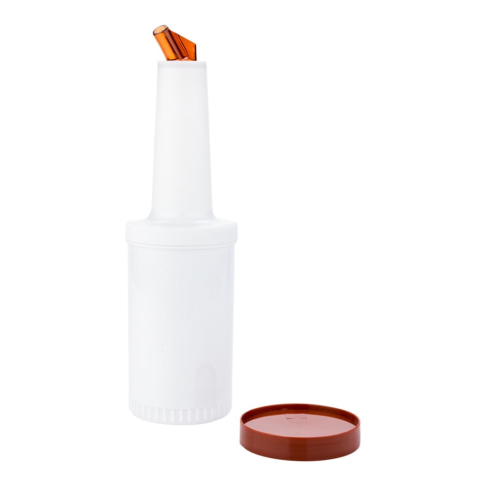 Bottle, Pour, 1 Quart, Translucent Plastic, with Brown Spout & Lid, 1 Quart,1 - 1 EACH