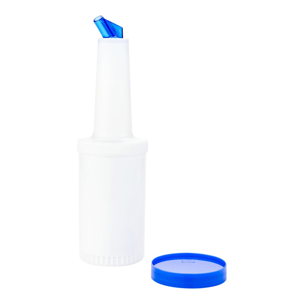 Bottle, Pour, 1 Quart, Translucent Plastic, with Blue Spout & Lid, 16 Fluid Ounce,1 - 1 EACH