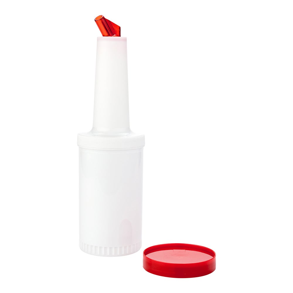 Bottle, Pour, 1 Quart, Translucent Plastic, with Red Spout & Lid, 1 Quart,1 - 1 EACH