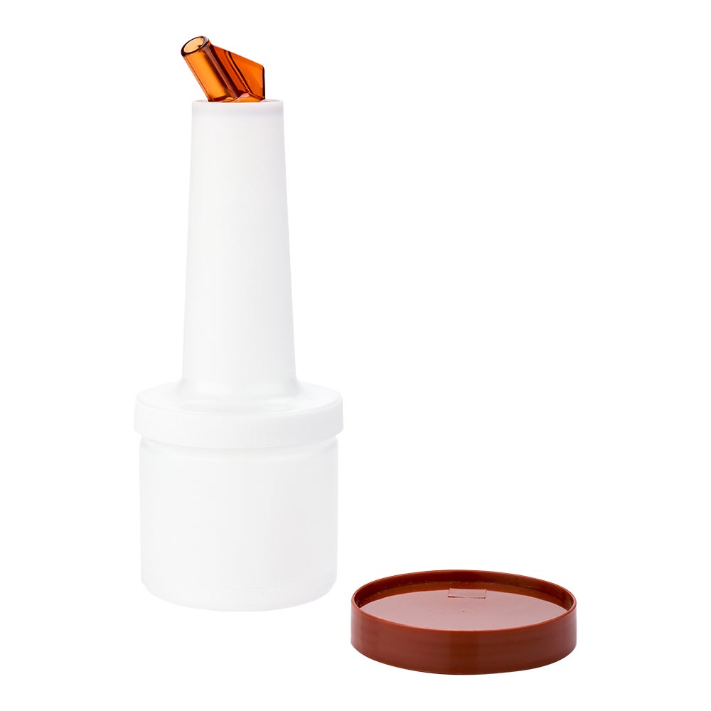 Bottle, Pour, 0.5 Quart, Translucent Plastic, with Brown Spout & Lid, 16 Fluid Ounce,1 - 1 EACH