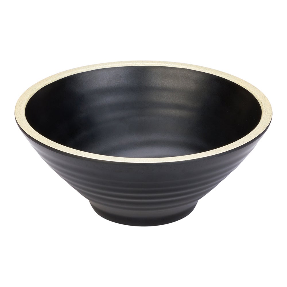 Bowls, Serving, Voga Japonais Melamine, 53 Ounce, 7.25 x 7.25 x 3 Inch, Black, Faux Granite Rim, Rippled, 53 Ounce,1 - 2 COUNT