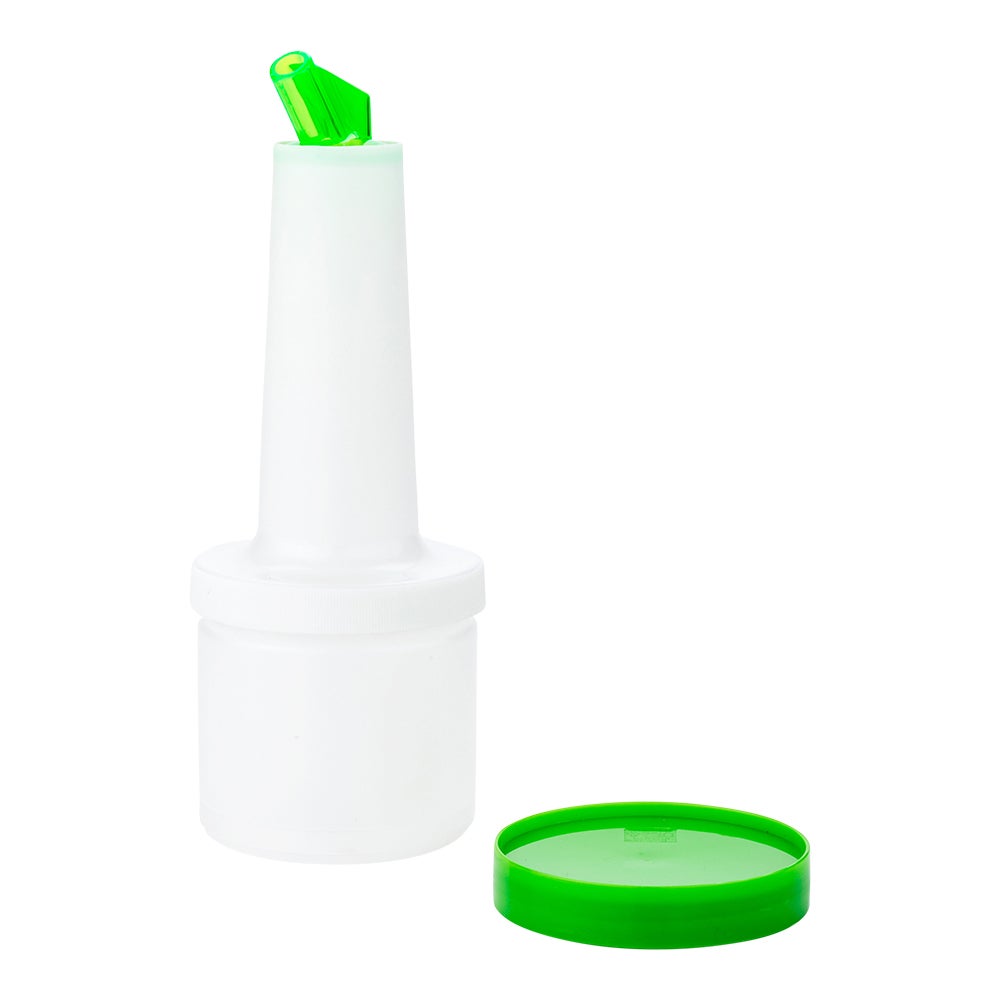 Bottle, Pour, 0.5 Quart, Translucent Plastic, with Green Spout & Lid, 16 Fluid Ounce,1 - 1 EACH