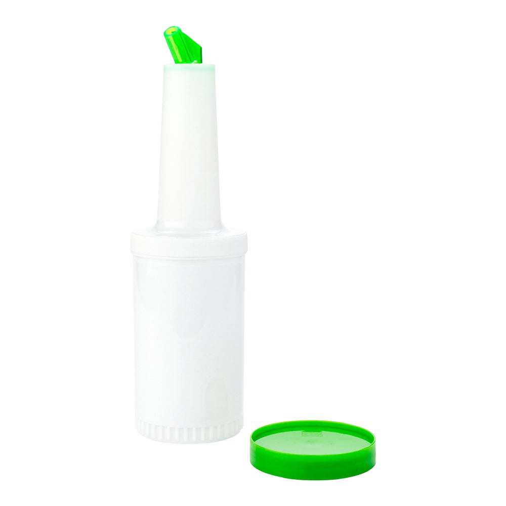 Bottle, Pour, 1 Quart, Translucent Plastic, with Green Spout & Lid, 1 Quart,1 - 1 EACH