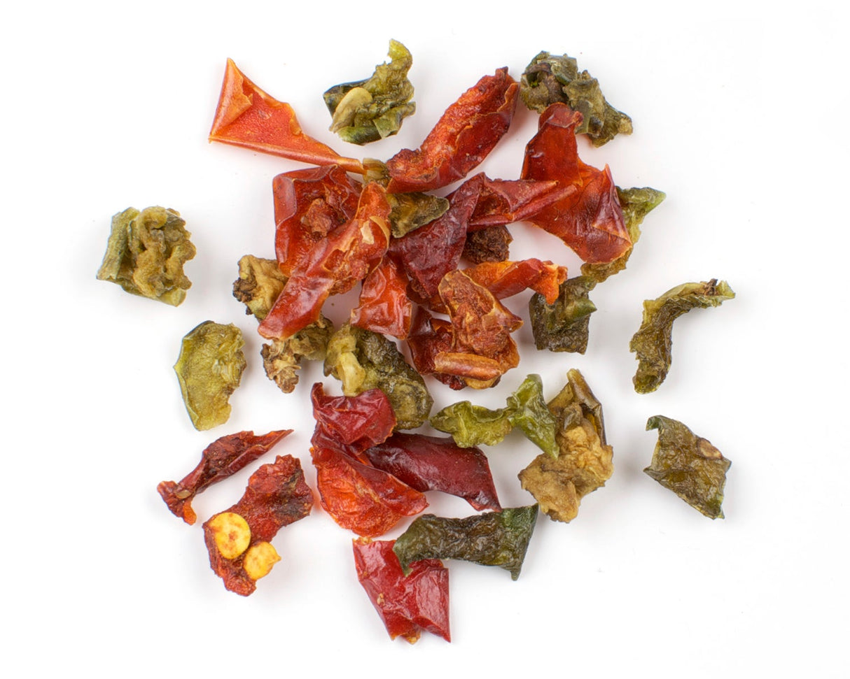Peppers, Red & Green Bell, Diced, Dried, Organic,1 - 25 POUND