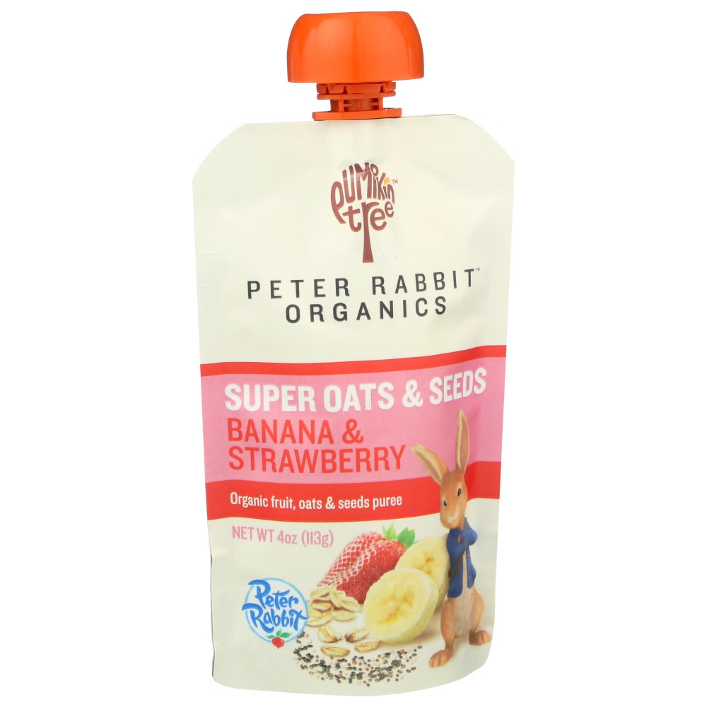 Baby Food, Super Oats/Seeds/Banana/Strawberry, Stage 2, Squeeze Pouch,10 - 4 OUNCE