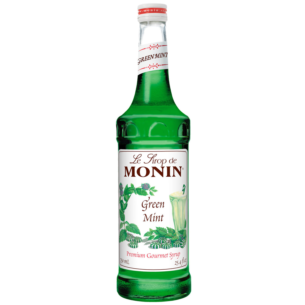 Beverage Syrup, Green Mint, Glass,12 - 750 ML