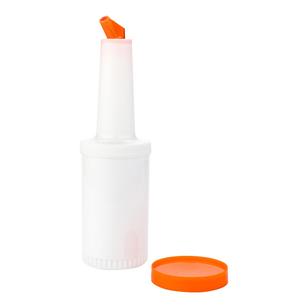 Bottle, Pour, 1 Quart, Translucent Plastic, with Orange Spout & Lid, 1 Quart,1 - 1 EACH