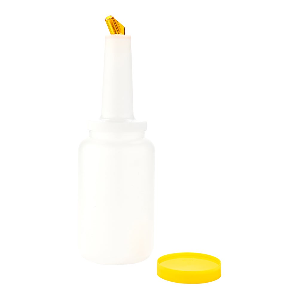 Bottle, Pour, 2.5 Quart, Translucent Plastic, with Yellow Spout & Lid, 2.5 Quart,1 - 1 EACH