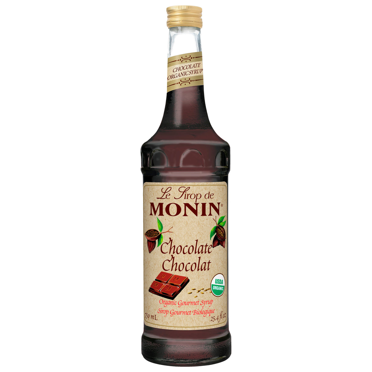 Beverage Syrup, Chocolate, Glass, Organic,6 - 750 ML