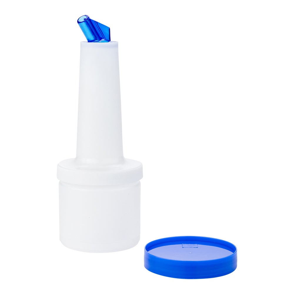 Bottle, Pour, 0.5 Quart, Translucent Plastic, with Blue Spout & Lid, 16 Fluid Ounce,1 - 1 EACH