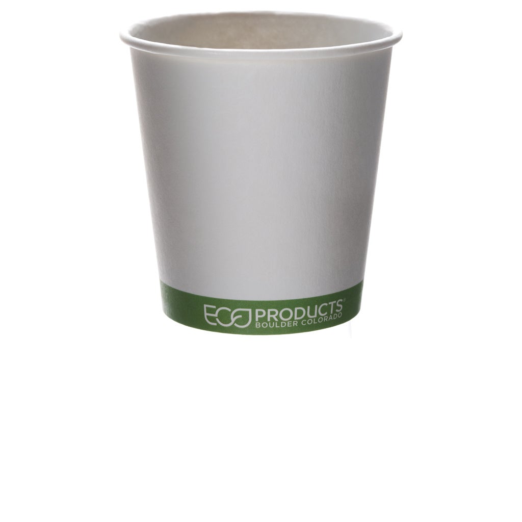Cups, Hot, 10 Ounce, Paper, White with Green Stripe, Compostable, 10 Ounce,20 - 50 COUNT
