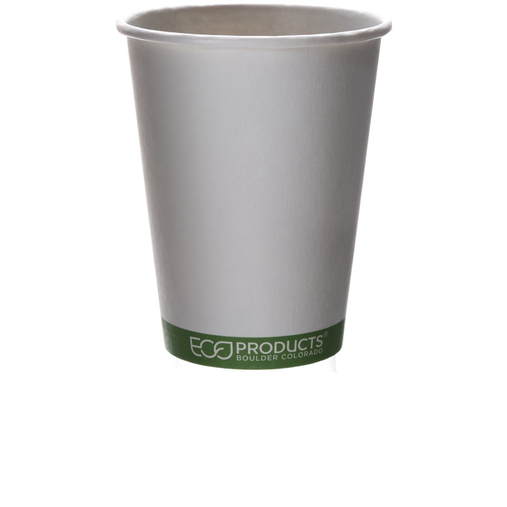 Cups, Hot, 12 Ounce, Paper, White with Green Stripe, Compostable, 12 Ounce,20 - 50 COUNT