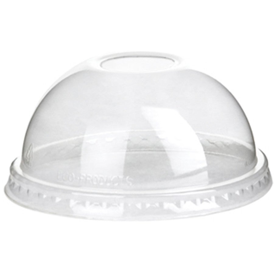 Lids, Dome, Center-Hole, Plastic, Clear, Renewable & Compostable, For 9-24 Ounce Cold Cups,1 - 1000 COUNT