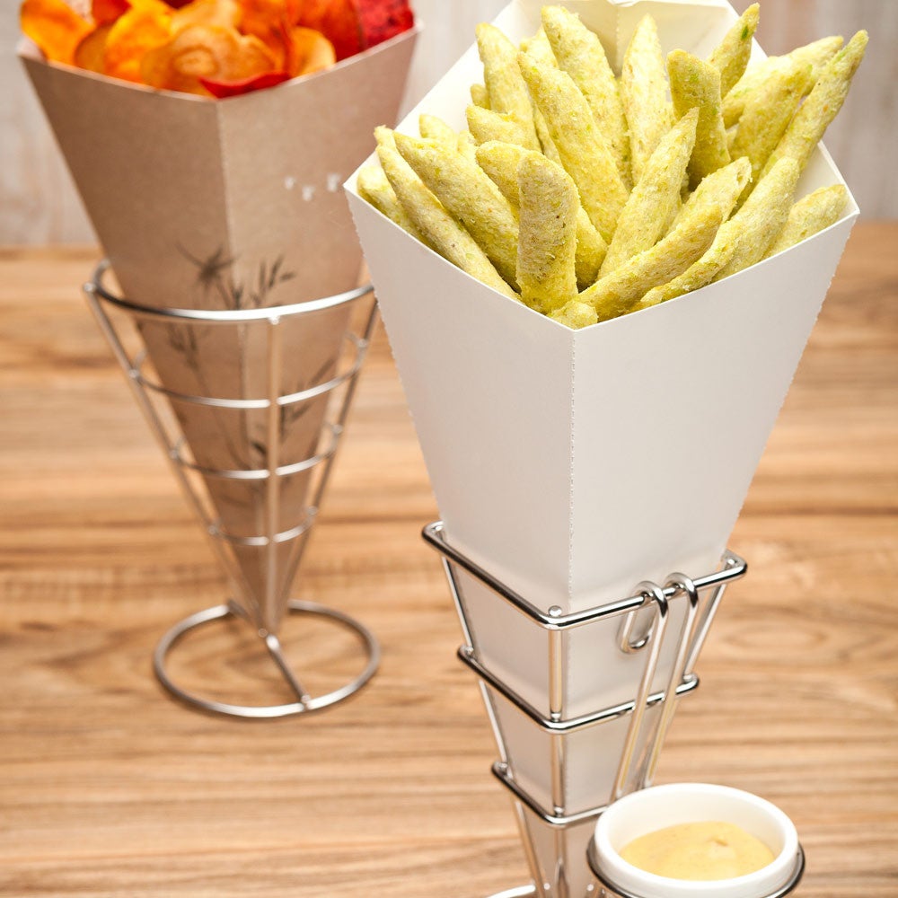 Containers, Food, 11.5 Inch, Paper, White, Cone, with Dipping Pocket, 11.5 Linear Inch,1 - 100 COUNT