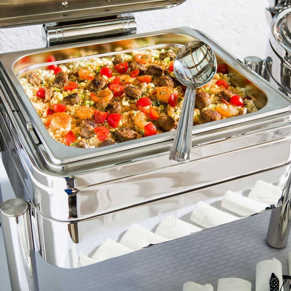 Chafer, Rectangle, 6 Quart, Half-Size, Stainless Steel, with Glass Window, Induction-Ready, 6 Quart,1 - 1 COUNT