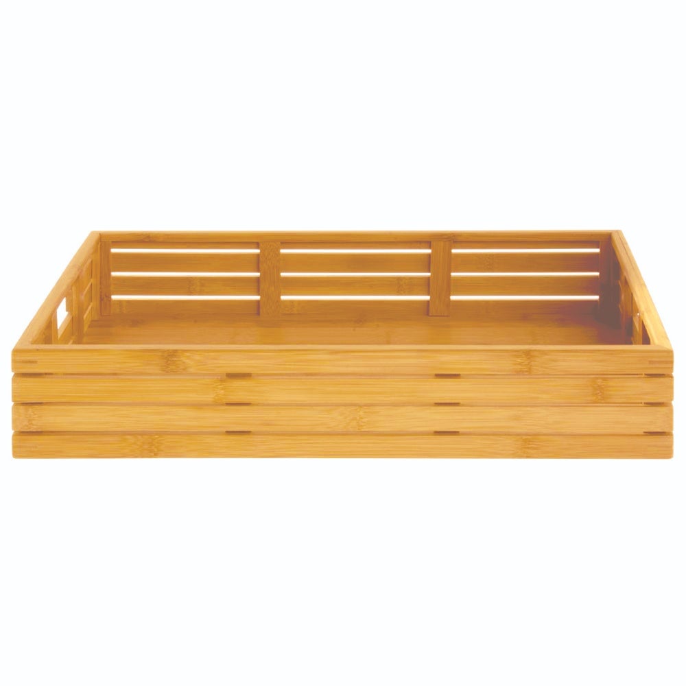 Tray, Serving, 20.75 x 13 x 3.75 Inch, Rectangular, Natural, Bamboo, with Handles,1 - 1 EACH