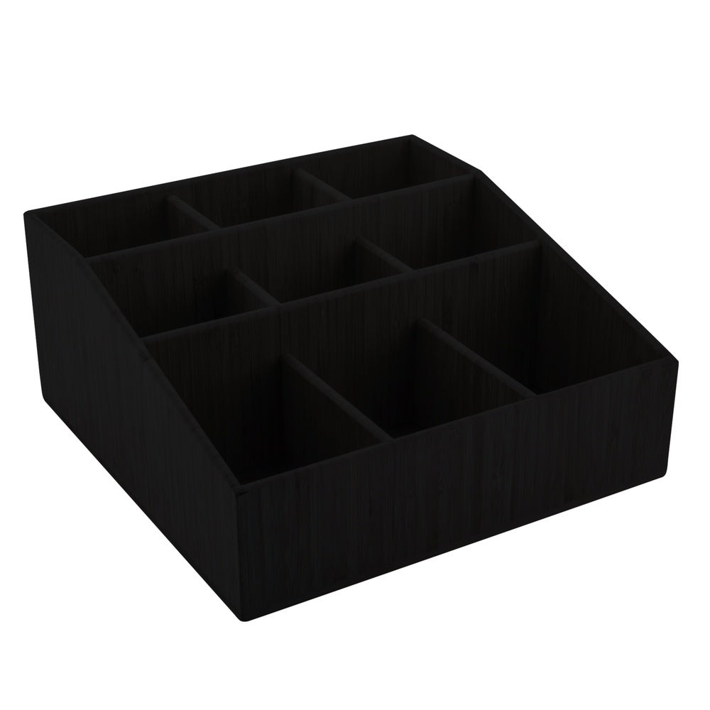 Organizer, Condiment, 11.75 x 11.75 x 5.5 Inch, Square, Black, Bamboo,1 - 1 EACH