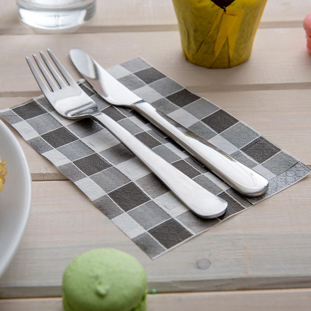 Napkins, 1 Ply, Picnic Print, Black, 7 x 13.5 Inch,1 - 7000 COUNT