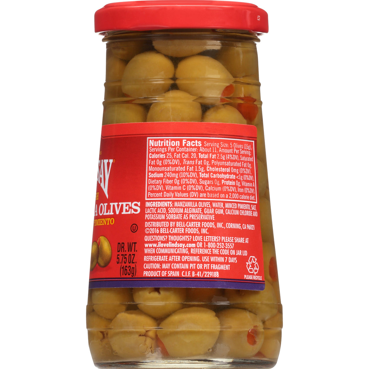 Olives, Manzanilla Green, Sliced, Stuffed with Pimento,12 - 5.75 OUNCE